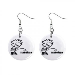 Pee On Terrorism Dangle Earrings Jewelry 1 inch Buttons 12305979
