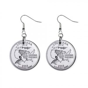Louisiana  State Quarter Dangle Earrings Jewelry 1 inch Buttons 12302540