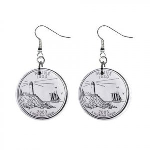 Maine State Quarter Dangle Earrings Jewelry 1 inch Buttons 12302539