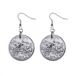 Mississippi State Quarter Dangle Earrings Jewelry 1 inch Buttons 12302533