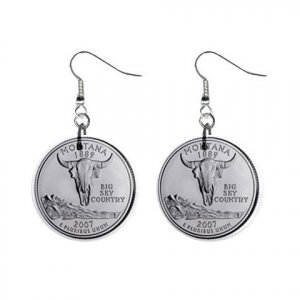Montana State Quarter Dangle Earrings Jewelry 1 inch Buttons 12302531