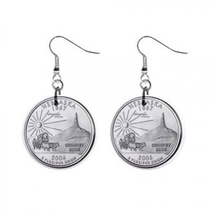 Nebraska State Quarter Dangle Earrings Jewelry 1 inch Buttons 2302530