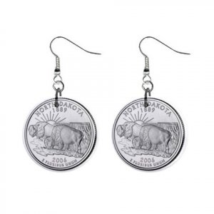 North Dakota State Quarter Dangle Earrings Jewelry 1 inch Buttons 12302523