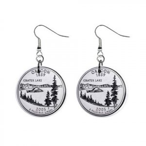 Oregon State Quarter Dangle Earrings Jewelry 1 inch Buttons 12302520