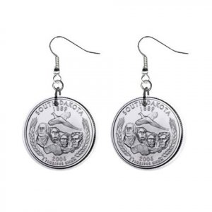 South Dakota State Quarter Dangle Earrings Jewelry 1 inch Buttons 12302514