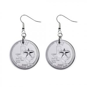 Texas State Quarter Dangle Earrings Jewelry 1 inch Buttons 12302512