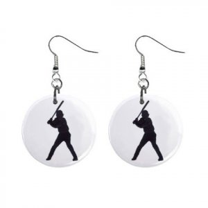 Baseball Player Dangle Earrings Jewelry 1 inch Buttons
