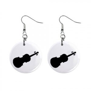 Violin Dangle Earrings Jewelry 1 inch Buttons 12305998