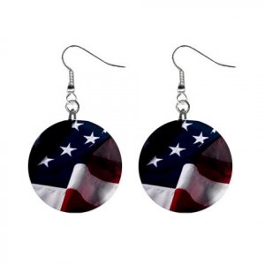 Flowing American Flag Dangle Earrings Jewelry 1 inch Buttons 12306003