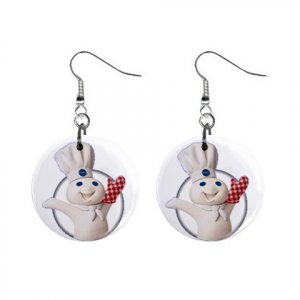 Pillsbury Doughboy #1 Dangle Earrings Jewelry 1 inch Buttons 12320043