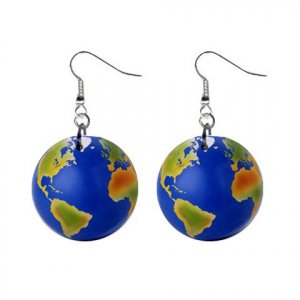 Globe Dangle Earrings Jewelry 1 inch Buttons 12320045