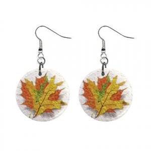 Fall Leaves Dangle Earrings Jewelry 1 inch Buttons 12320051
