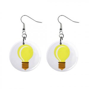 Bright Idea Light Bulb Dangle Earrings Jewelry 1 inch Buttons 12320052