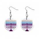 Menorah Jewish Dangle Earrings Jewelry 1 inch Buttons 12320057
