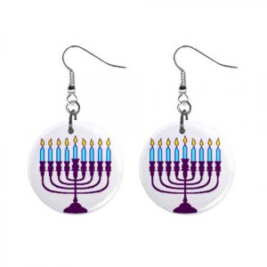 Menorah Jewish Dangle Earrings Jewelry 1 inch Buttons 12320057