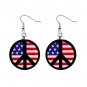 American Flag Peace Sign Dangle Earrings Jewelry 1 inch Buttons 12320058