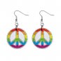 Tye Dye Peace Sign Dangle Earrings Jewelry 1 inch Buttons 12320059