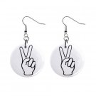 Peace Sign Fingers Dangle Earrings Jewelry 1 inch Buttons 12320062