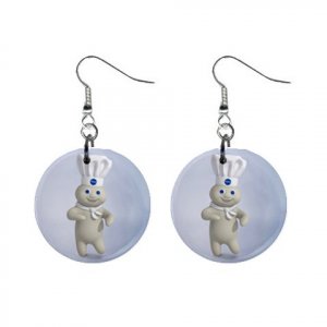 New Pillsbury Doughboy Dangle Earrings Jewelry 1 inch Buttons 12329445