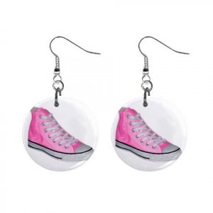 Pink Converse Sneekers Dangle Earrings Jewelry 1 inch Buttons 12116672