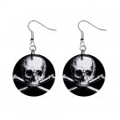 Skull and Crossbones Dangle Earrings Jewelry 1 inch Buttons 12176310