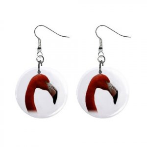 Pink Flamingo Head  Dangle Earrings Jewelry 1 inch Buttons 12450079