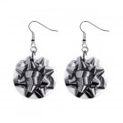 Christmas Silver Bow Dangle Earrings Jewelry 1 inch Buttons 12456985