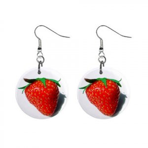 Strawberry Dangle Earrings Jewelry 1 inch Button 12329455