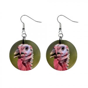 Live Turkey Dangle Earrings Jewelry 1 inch Buttons 12345401