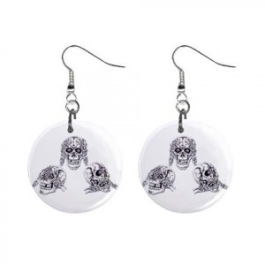 No Evil Skulls Dangle Earrings Jewelry 1 inch Buttons 12479609