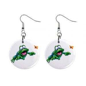 Frog Dangle Earrings Jewelry 1 inch Buttons 12479613