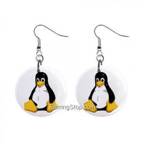 Cartoon Penguin Dangle Earrings Jewelry 1 inch Buttons 12418565
