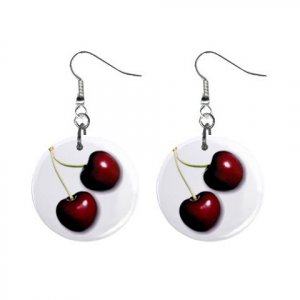 Cherries  Dangle Earrings Jewelry 1 inch Buttons 12310640
