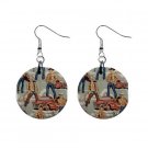 Topless Cowboys Blue  Dangle Earrings Jewelry 1 inch Buttons 12479789