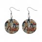 Topless Cowboys Blue  Dangle Earrings Jewelry 1 inch Buttons 12479789