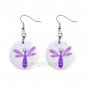 Purple Dragonfly  Dangle Earrings Jewelry 1 inch Buttons 12479627