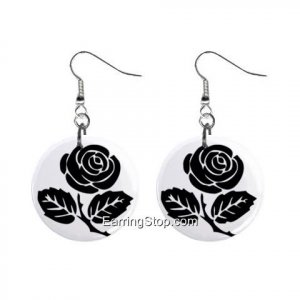 Gothic Black Rose Dangle Earrings Jewelry 1 inch Buttons 12418569