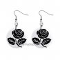Gothic Black Rose Dangle Earrings Jewelry 1 inch Buttons 12418569