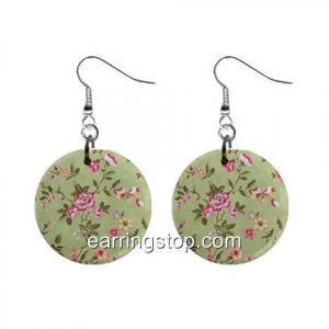 Floral Design Dangle Earrings Jewelry 1 inch Buttons 12345304