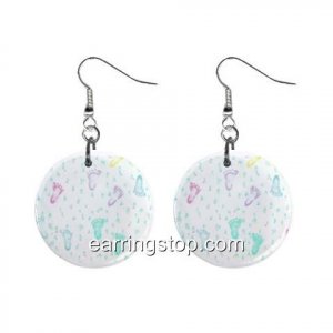 Foot Prints Dangle Earrings Jewelry 1 inch Buttons 12398789
