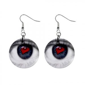 Heart Eye Dangle Earrings Jewelry 1 inch Buttons 12628320