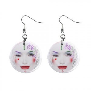 Harliquin Face Dangle Earrings Jewelry 1 inch Buttons 12310668