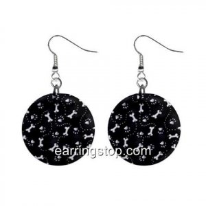 Paws and Bones  Dangle Earrings Jewelry 1 inch Buttons 12345313