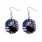 American Flag with Eagle Dangle Earrings Jewelry 1 inch Buttons 12310648