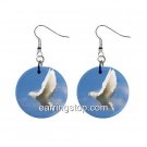Flying White Dove Dangle Earrings Jewelry 1 inch Buttons 12345402