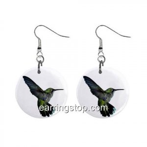 Hummingbird Dangle Earrings Jewelry 1 inch Buttons 12345307