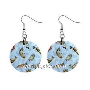 Fish  Dangle Earrings Jewelry 1 inch Buttons 12398786