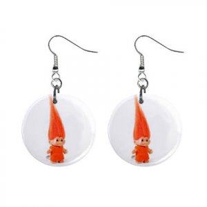 Orange Troll #2  Dangle Earrings Jewelry 1 inch Buttons 12479794