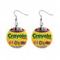 Crayola Crayons #3 Dangle Earrings Jewelry 1 inch Buttons 12479732