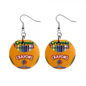 Crayola Crayons #1 Dangle Earrings Jewelry 1 inch Buttons 12479725